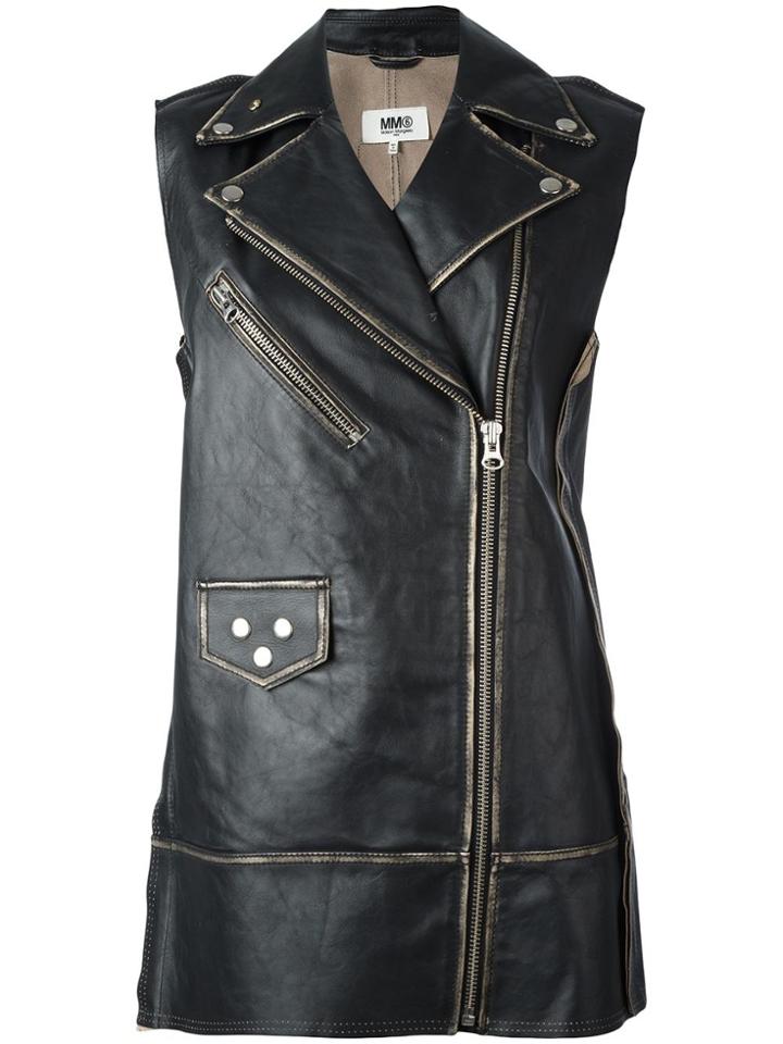 Mm6 Maison Margiela Elongated Biker Jacket - Black