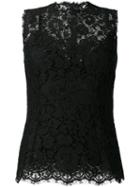Dolce & Gabbana Lace Tank Top, Women's, Size: 42, Black, Cotton/polyamide/viscose/polyamide