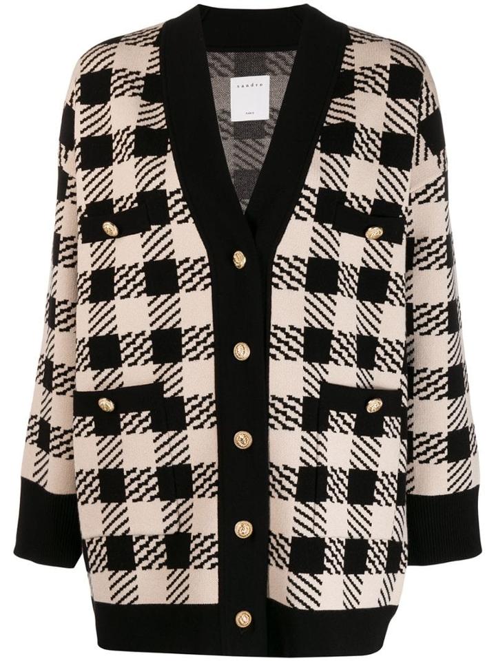 Sandro Paris Check Pattern Cardigan - Black