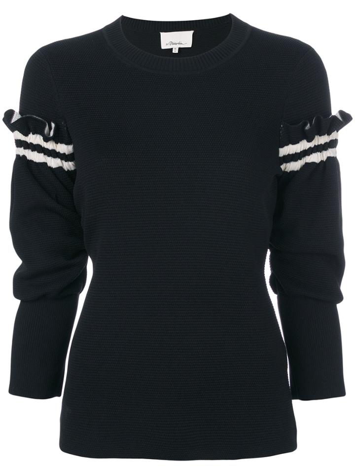 3.1 Phillip Lim Ruffle-sleeve Pullover - Black