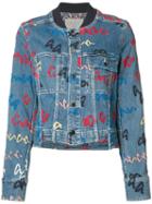 Grey Jason Wu Printed Denim Jacket, Women's, Size: 4, Blue, Cotton