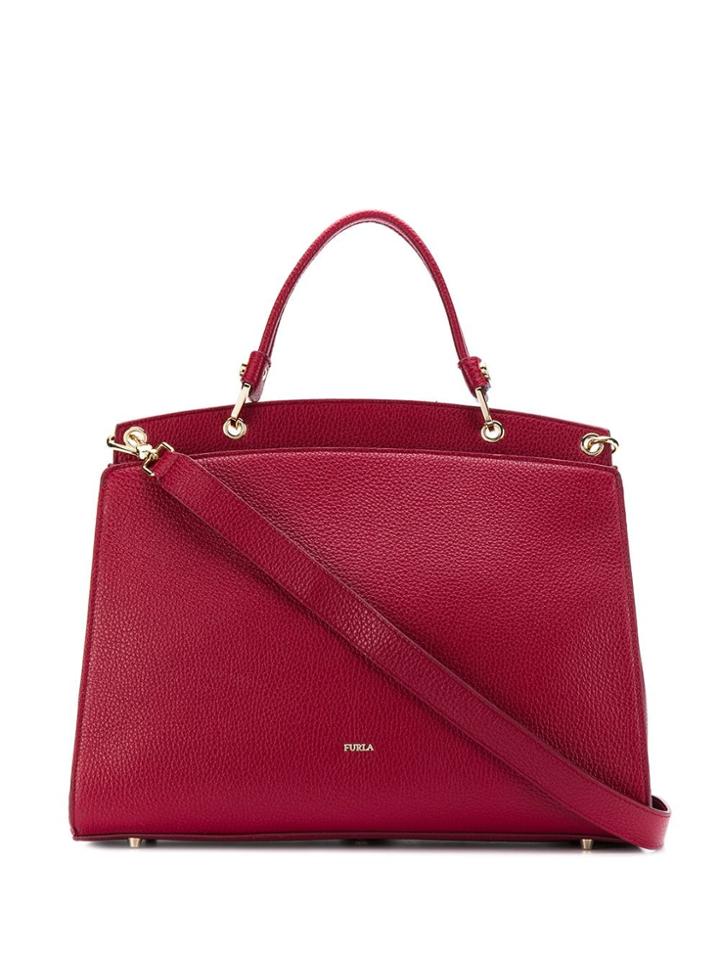 Furla Logo Plaque Tote - Red