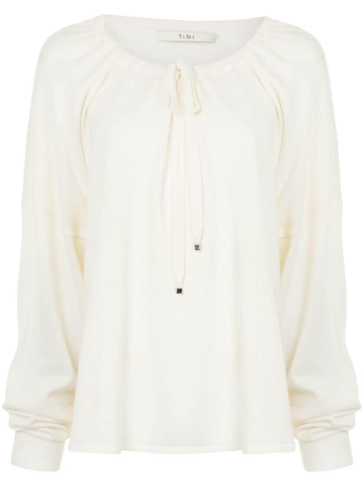 Tibi Tie Neck Jumper - White