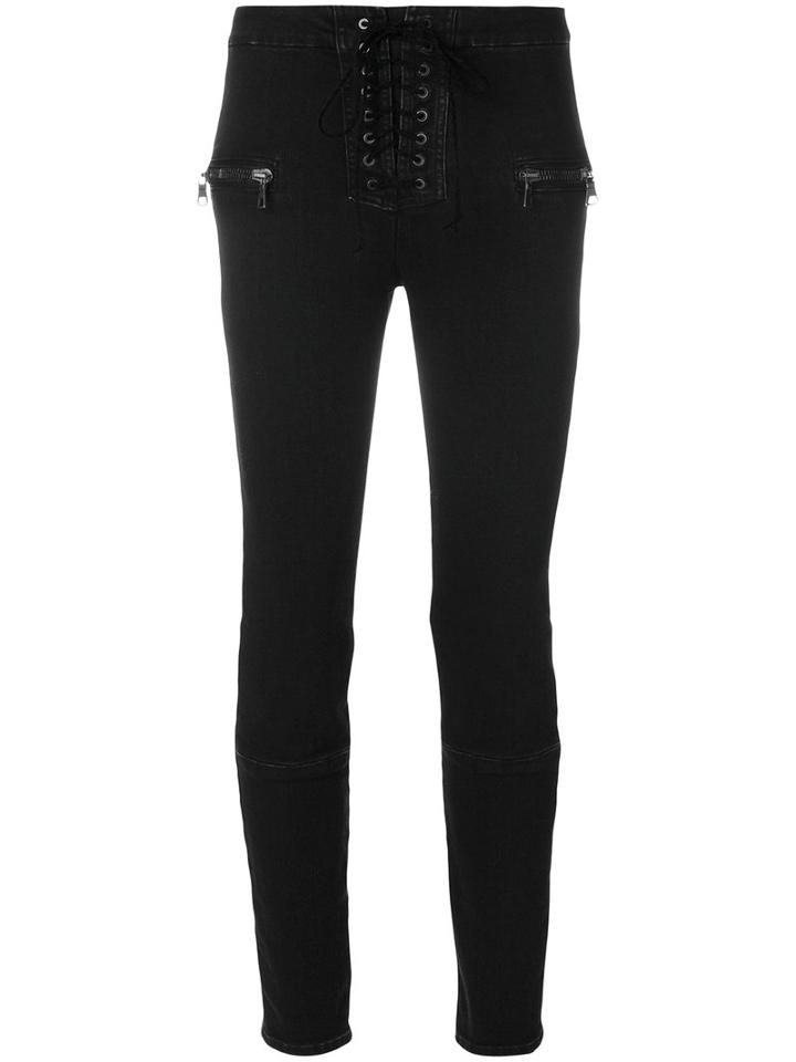 Unravel Project - Lace-up Jeans - Women - Cotton/polyester/spandex/elastane - 29, Black, Cotton/polyester/spandex/elastane