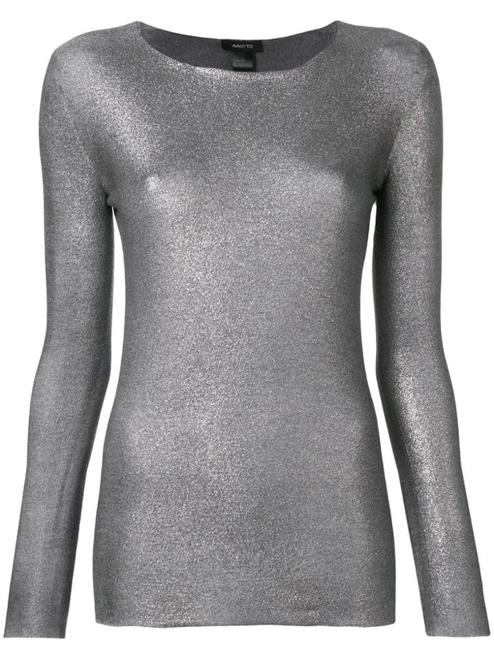 Avant Toi Slim-fit Metallic Sweatshirt - Silver