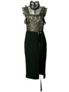 Rebecca Vallance - Bonnie Frill Midi Dress - Women - Nylon/rayon - 8, Black, Nylon/rayon