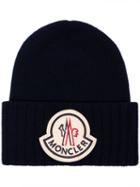 Moncler Berretto Logo-embroidered Beanie Hat - Blue