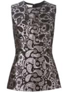Stella Mccartney Annie Paisley Jacquard Top, Women's, Size: 40, Black, Cotton/linen/flax/polyester/polyamide