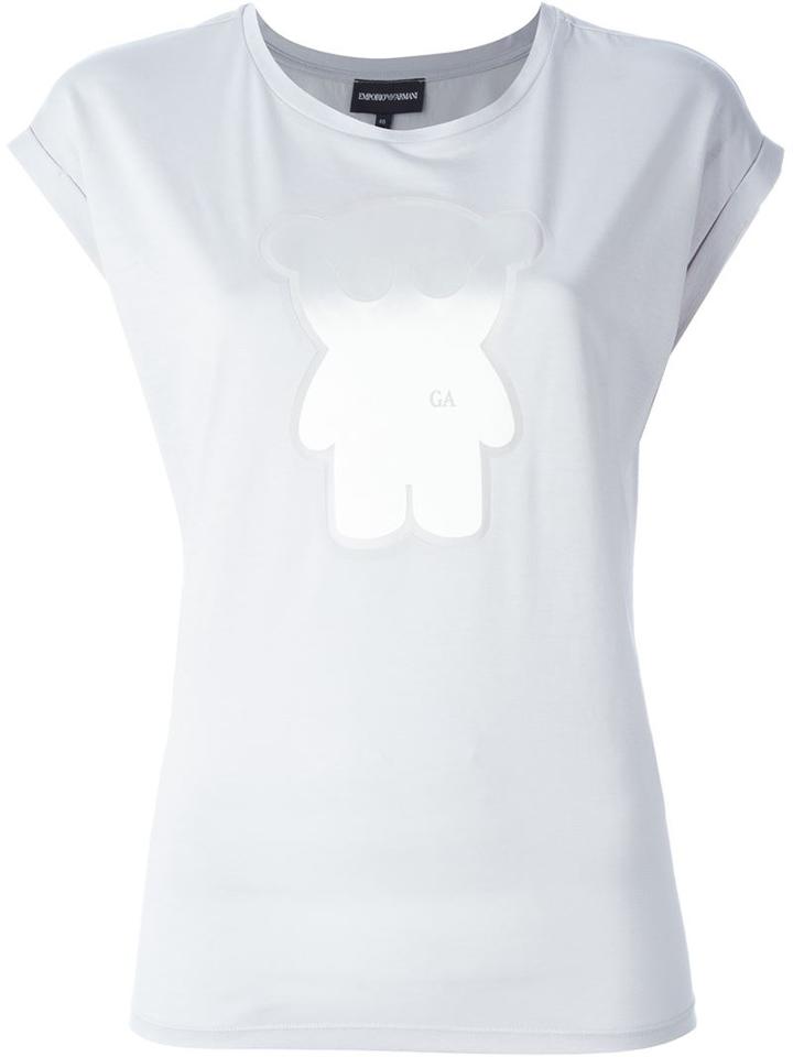 Emporio Armani Bear-print T-shirt, Women's, Size: 42, Grey, Lyocell/cotton/polyester