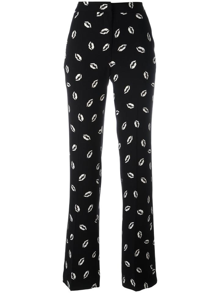 Essentiel Antwerp - Lip Print Straight Trousers - Women - Polyester - 38, Black, Polyester