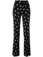 Essentiel Antwerp - Lip Print Straight Trousers - Women - Polyester - 38, Black, Polyester