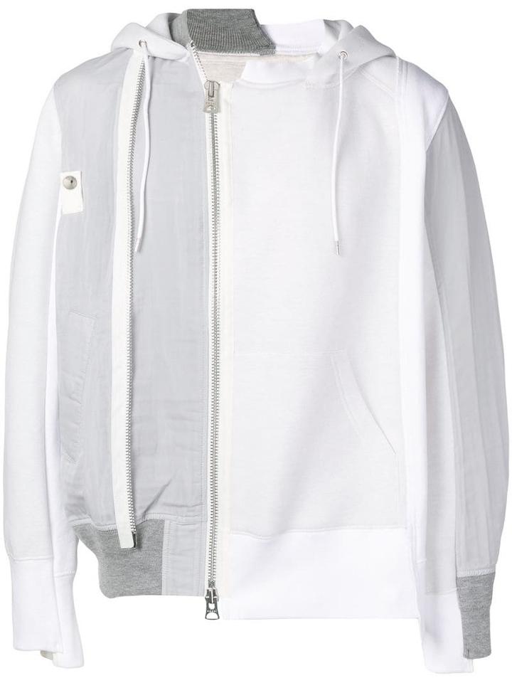 Sacai Asymmetric Zip-up Hoodie - White
