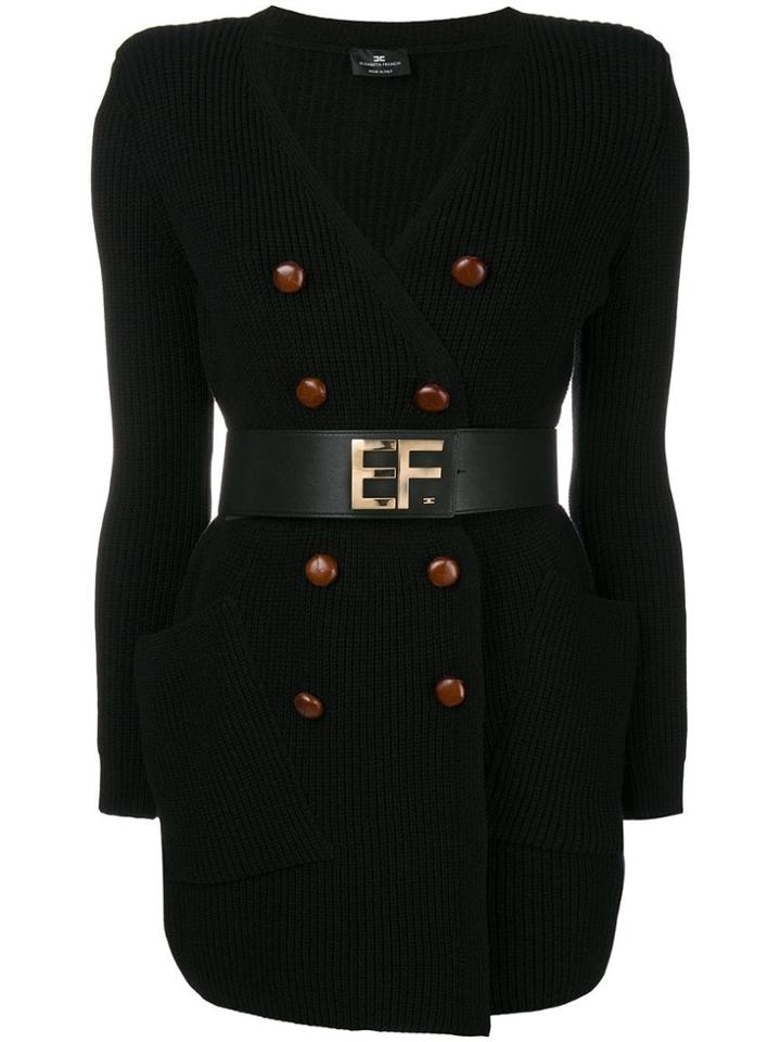 Elisabetta Franchi Belted Cardigan - Black
