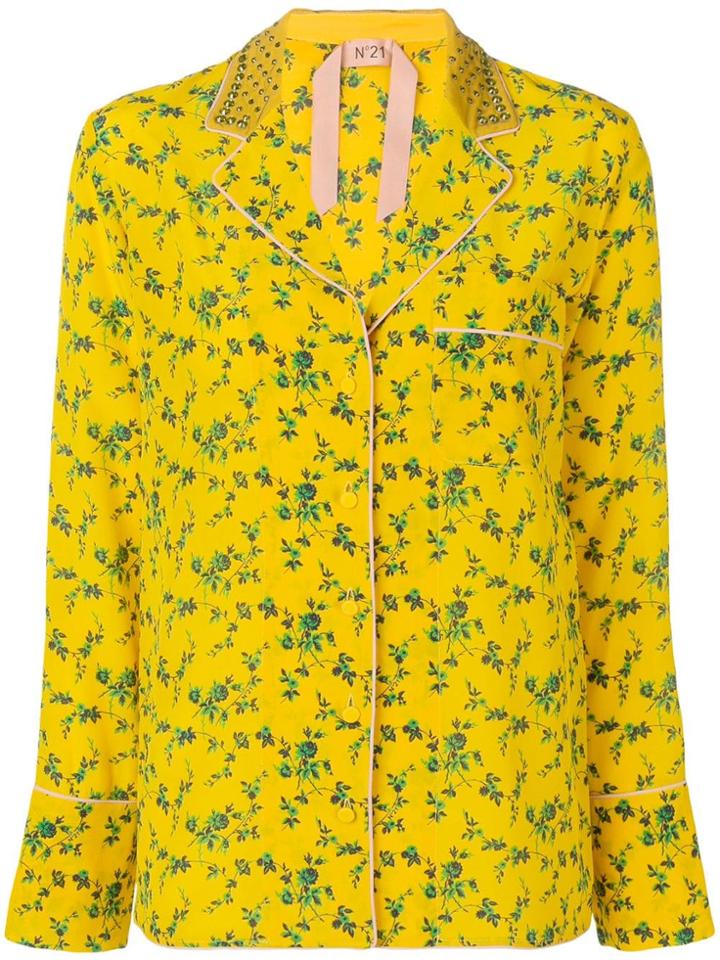 No21 Floral Print Long-sleeve Blouse - Yellow