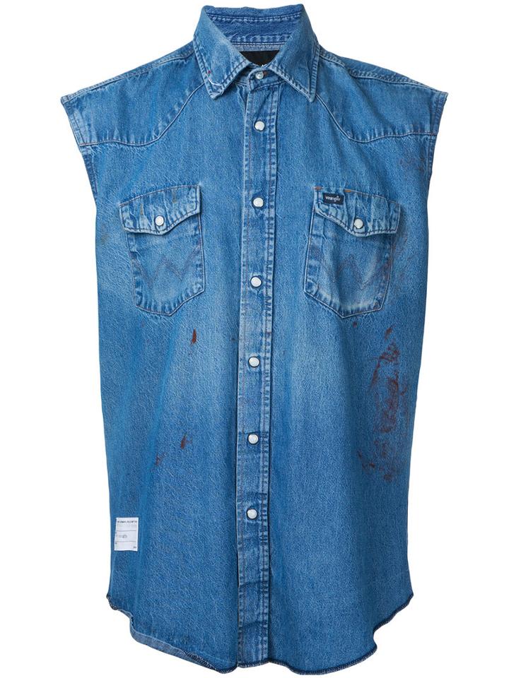 Icons - Denim Waistcoat - Men - Cotton - L, Blue, Cotton