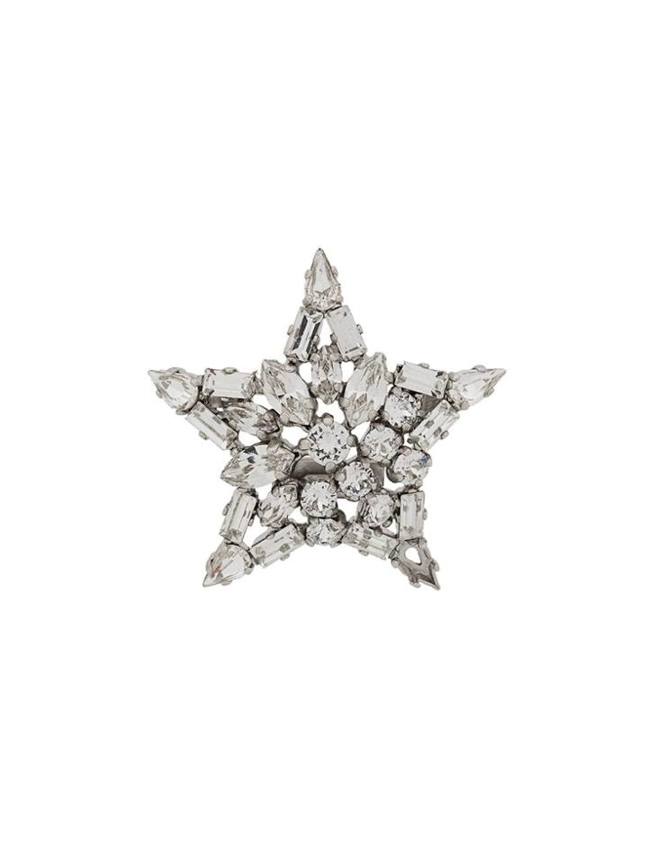 Saint Laurent Embellished Star Brooch - Silver