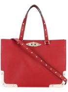 Red Valentino - Star Studded Structured Tote - Women - Calf Leather/metal - One Size, Calf Leather/metal