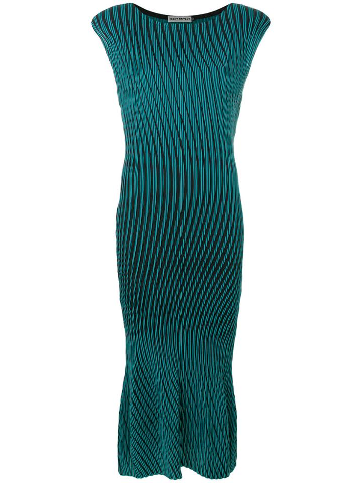 Issey Miyake Striped Dress - Green