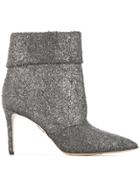 Paul Andrew Pointed Toe Glitter Boots - Grey