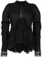 Dsquared2 Ruffle Trim Lace Blouse - Black
