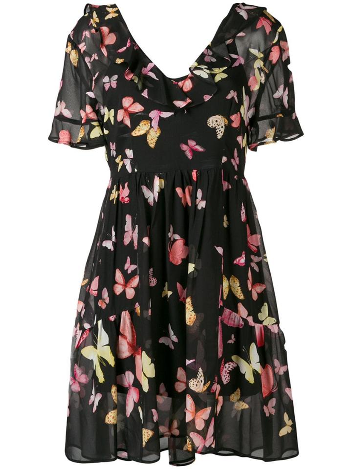 Twin-set Butterfly Print Dress - Black