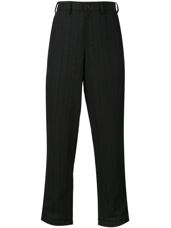 Issey Miyake Men Striped Trousers, Size: 2, Blue, Cotton