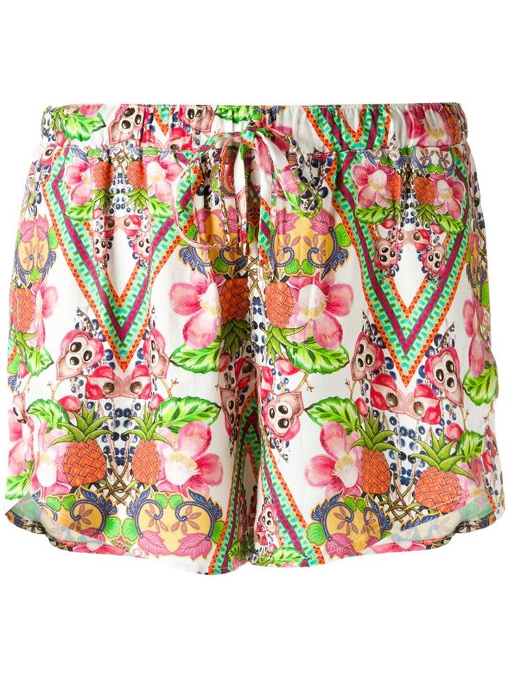 Blue Man Printed Shorts, Women's, Size: G, White, Lyocell