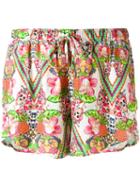 Blue Man Printed Shorts, Women's, Size: G, White, Lyocell