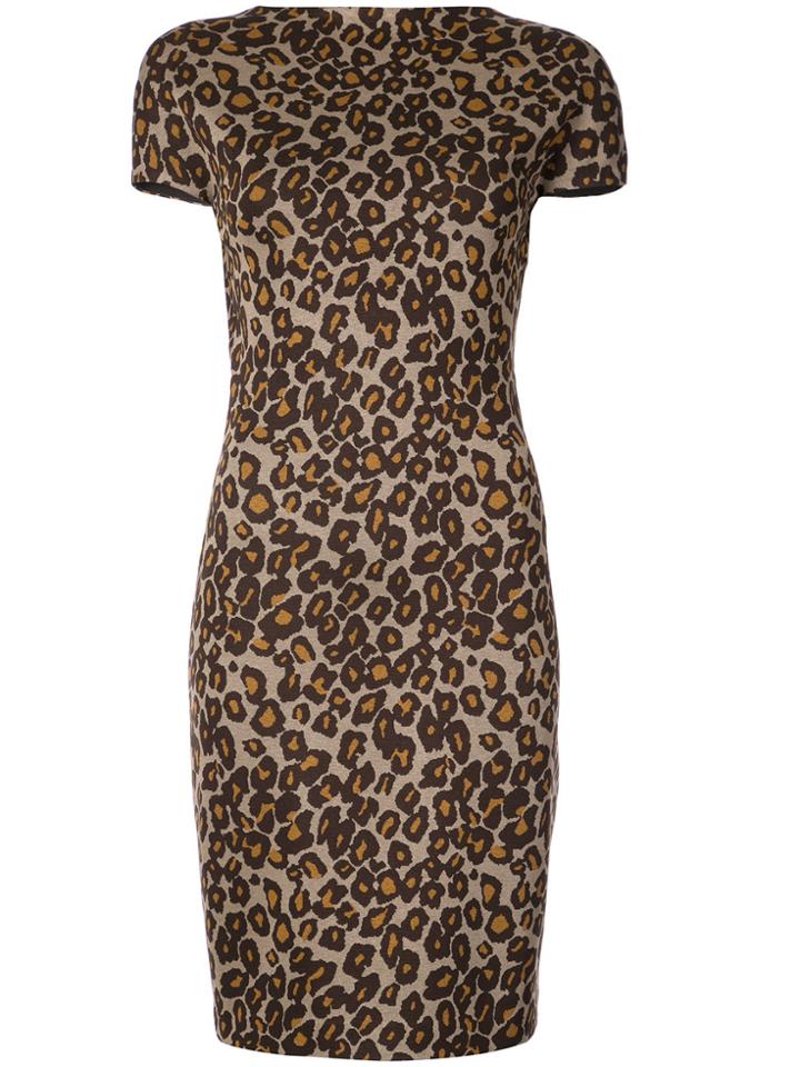 Rosetta Getty Backless Leopard Print Dress - Brown