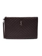 Saint Laurent Burgundy Red Quilted Large Leather Quilted Pouch
