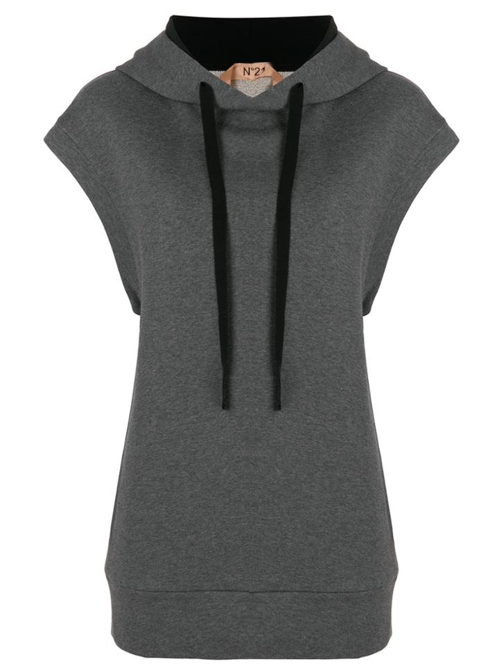 No21 Lace Panel Hoodie - Grey