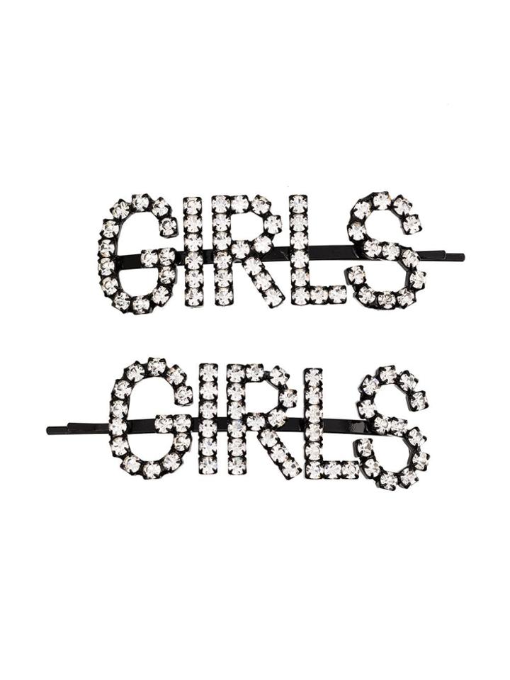 Ashley Williams Girls Crystal-embellished Hair Pins - Black