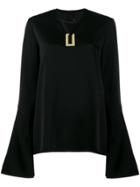 Ellery Backlash Bell Sleeve Blouse With Necklace Detail - Black