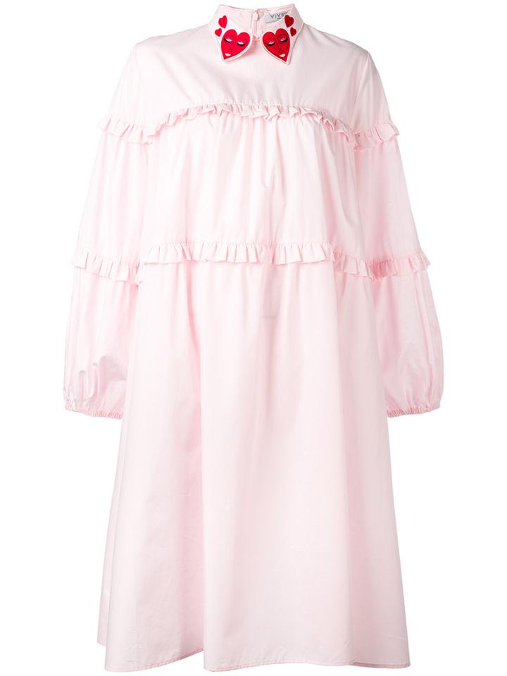 Vivetta - Embroidered Heart Collar - Women - Cotton - 42, Pink/purple, Cotton