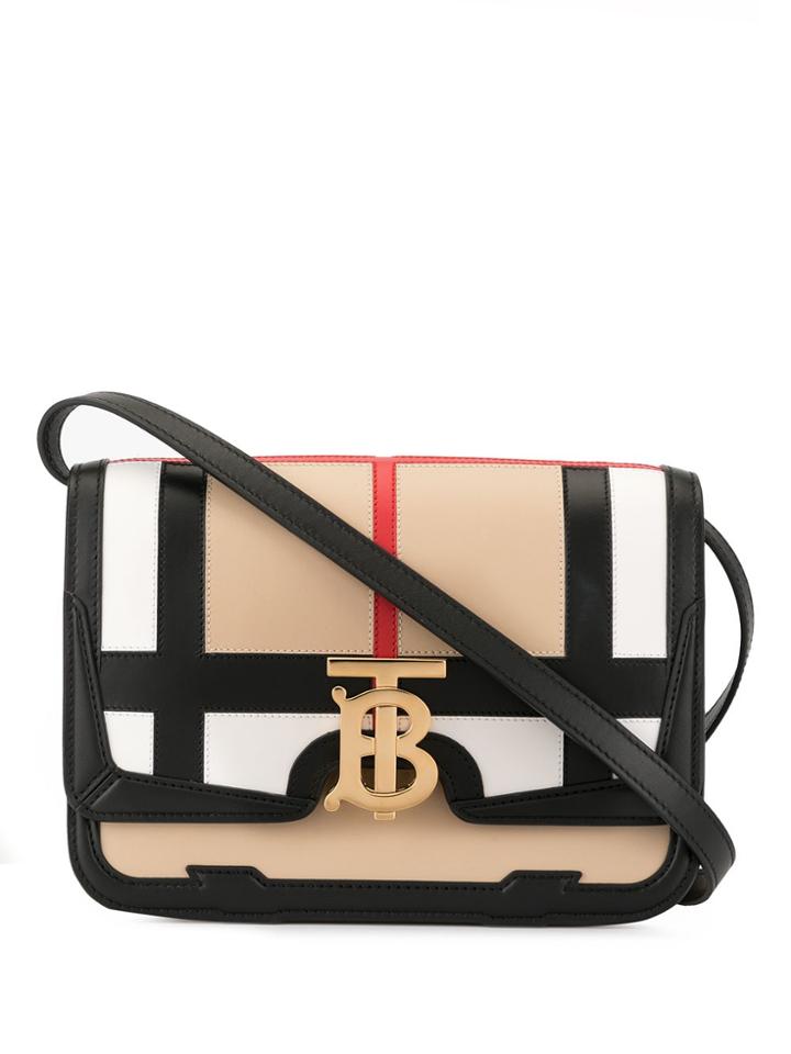 Burberry Checked Tb Shoulder Bag - Brown
