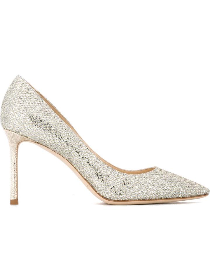 Jimmy Choo Romy Pumps, Women's, Size: 37, Grey, Lurex/polyamide/leather
