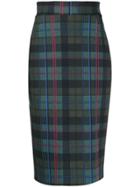Le Petite Robe Di Chiara Boni Lumiprint Tartan Pencil Skirt - Green