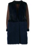 Liska Mantel Midi Fur Coat - Blue