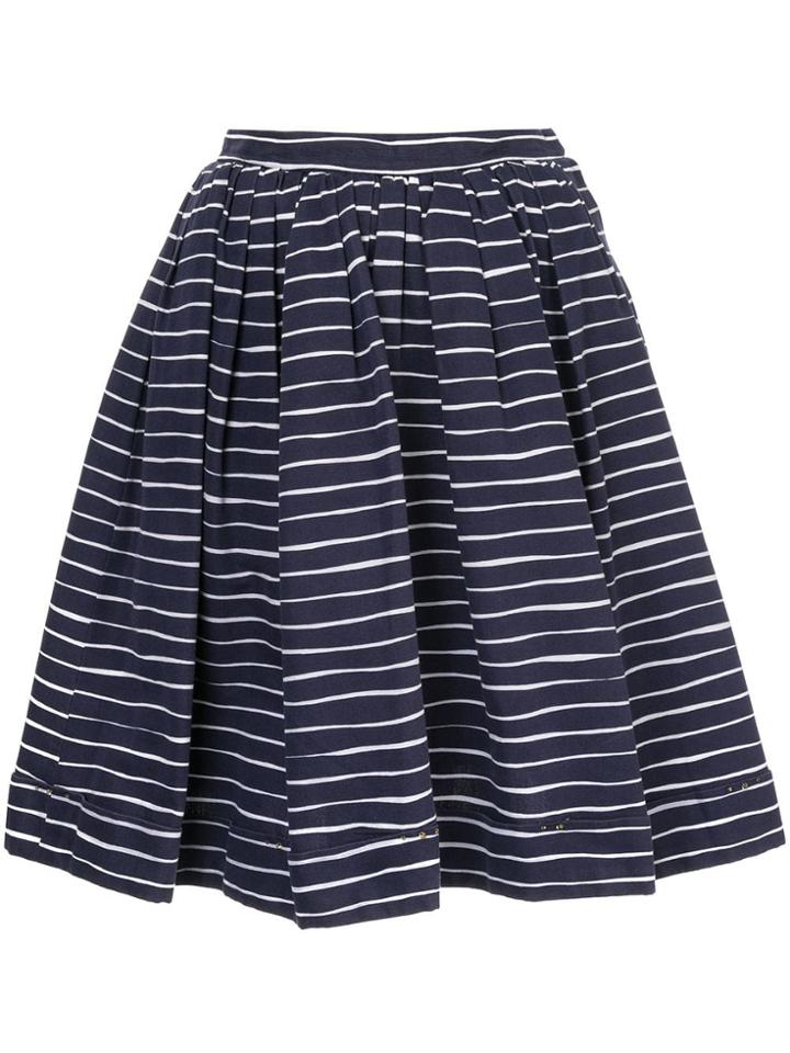 Yves Saint Laurent Vintage Striped Pattern Skirt - Blue