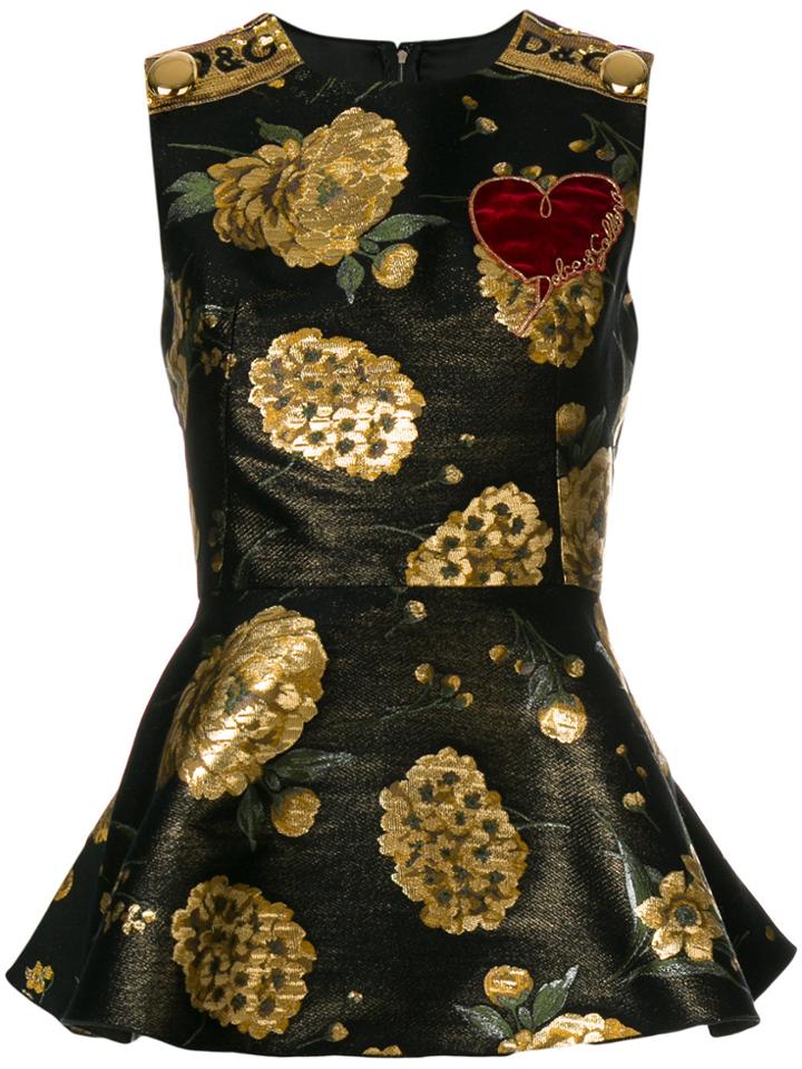 Dolce & Gabbana Brocade Peplum Top - Black