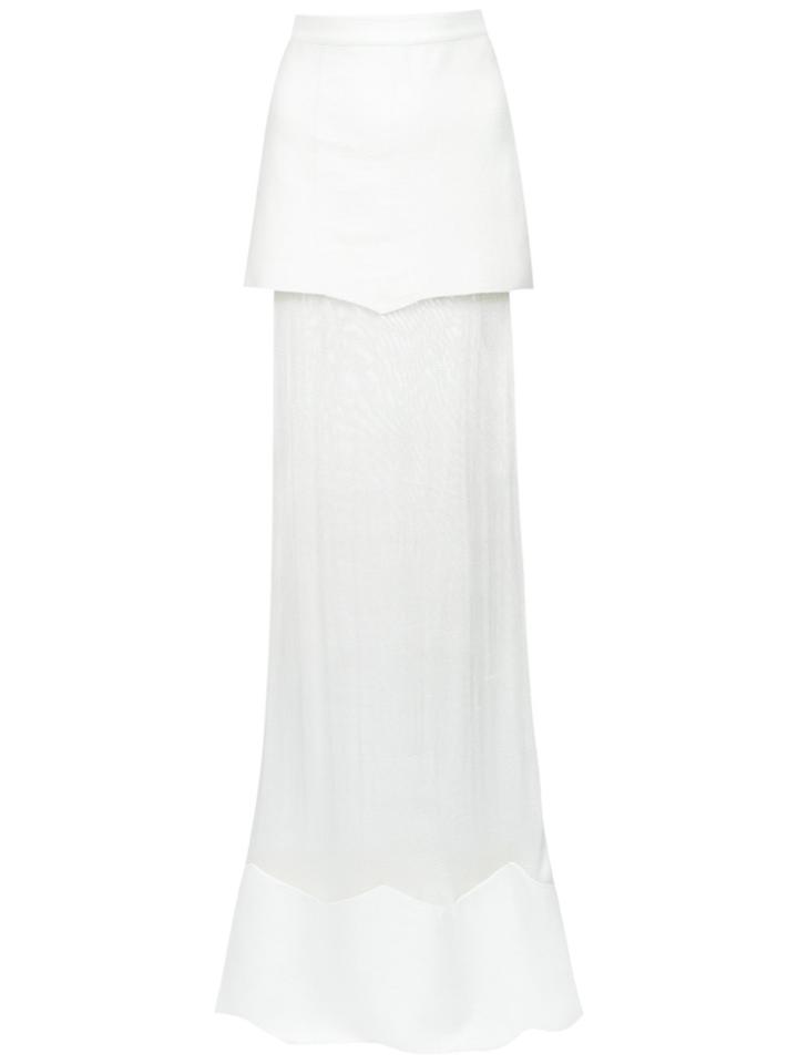 Andrea Bogosian Sheer Panel Long Skirt - White