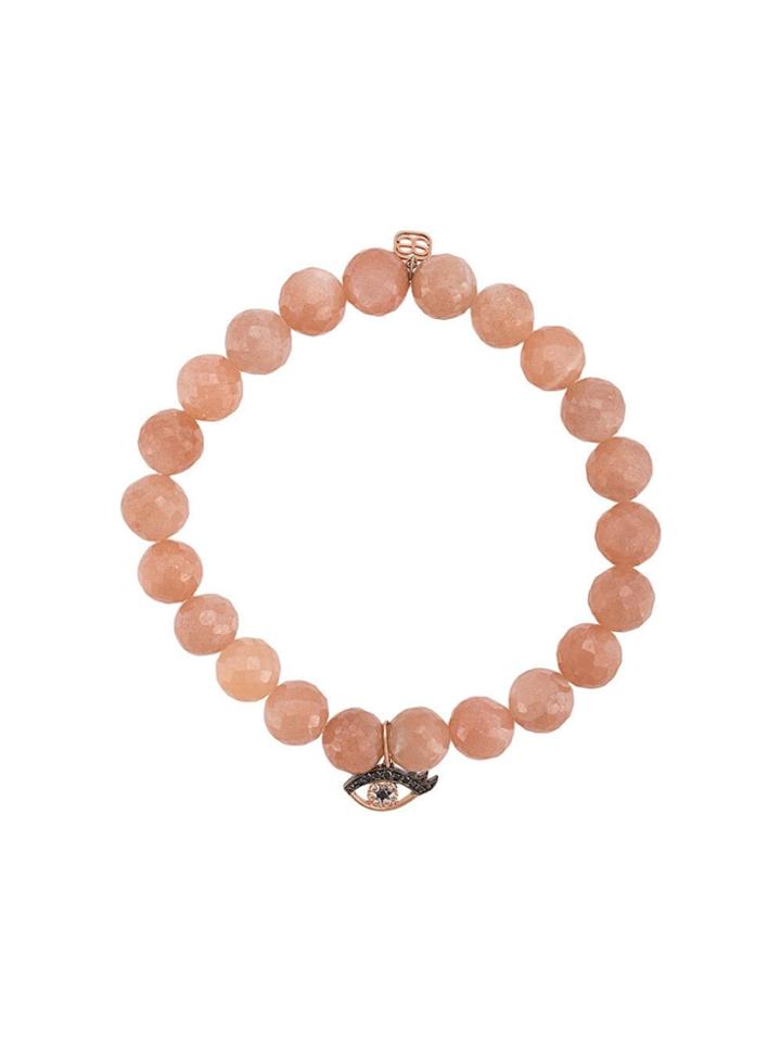 Sydney Evan 14kt Rose Gold Diamond Evil Eye Charm Bracelet - Pink