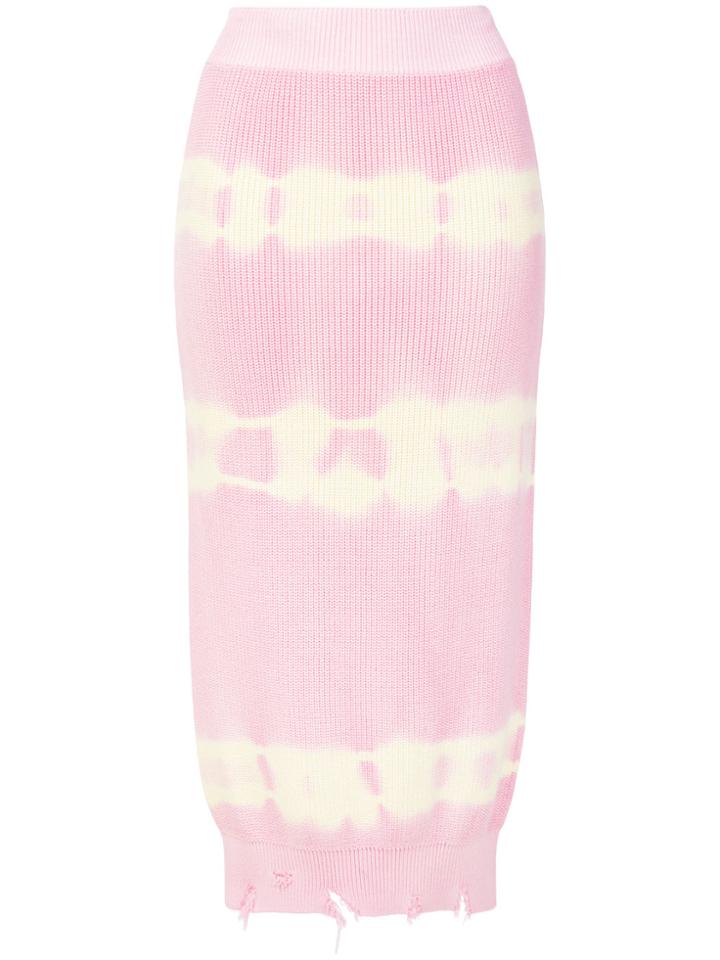 Msgm Tie-dye Rib Knit Skirt - Pink & Purple