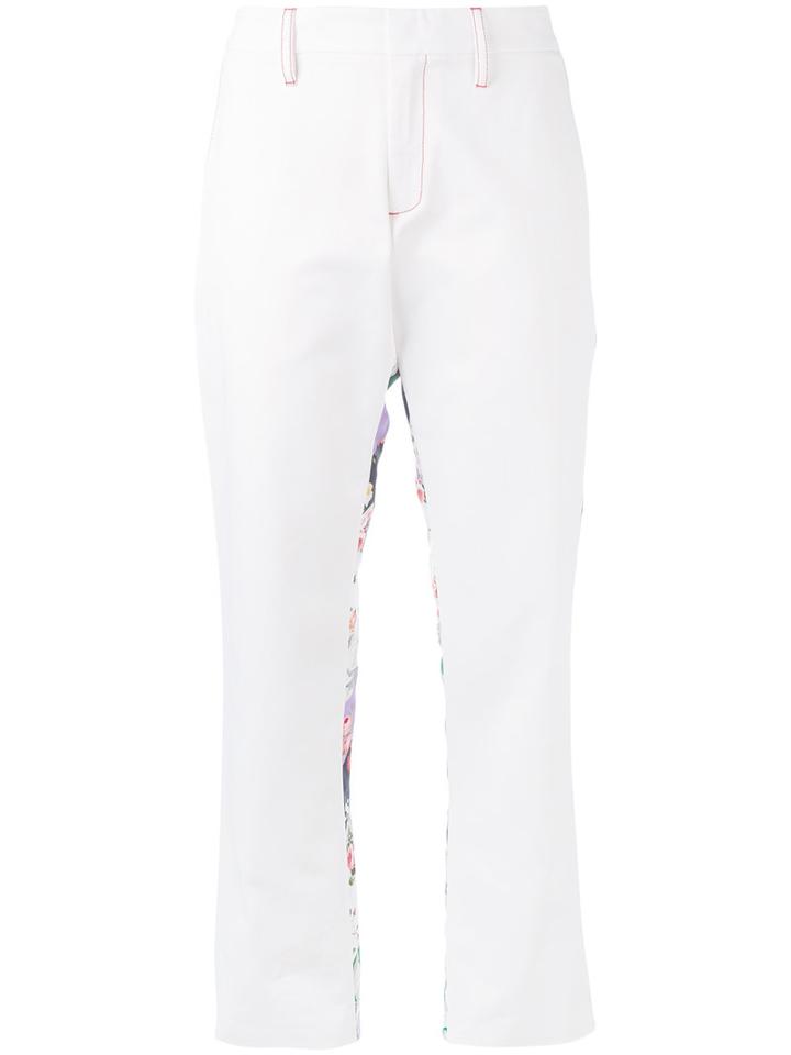 Brognano - Floral Back Trousers - Women - Cotton/polyester - 38, White, Cotton/polyester