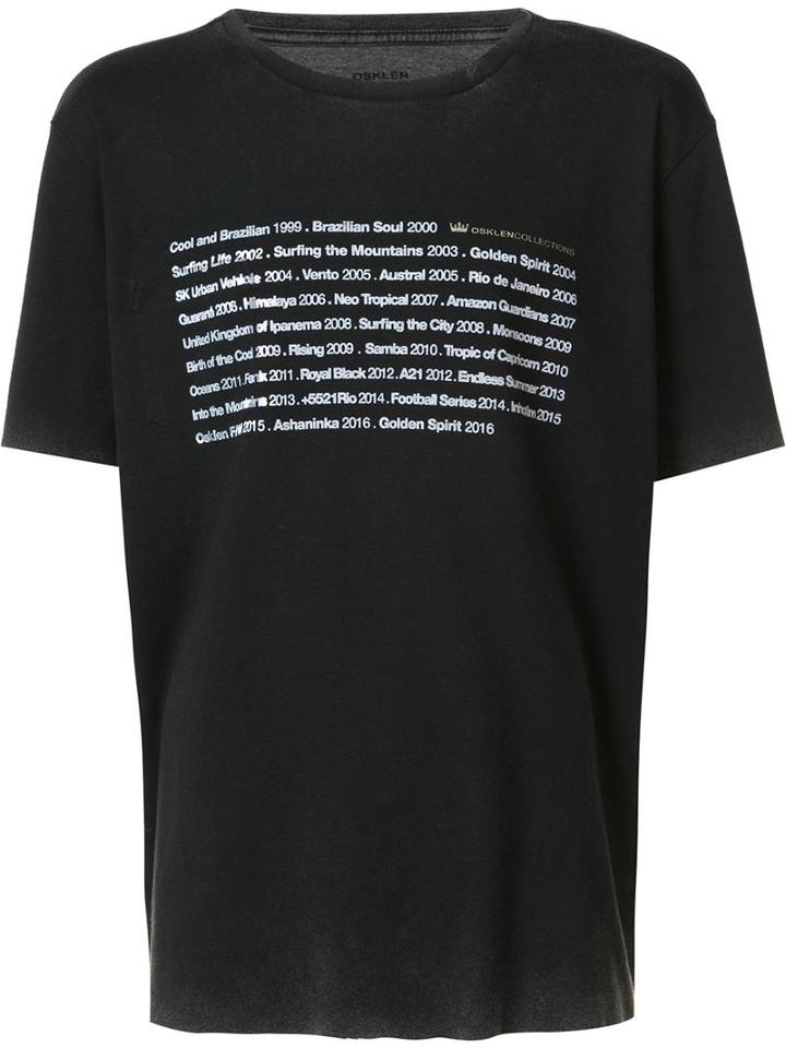 Osklen 'themes' T-shirt, Men's, Size: P, Black, Cotton/recycled Polyester