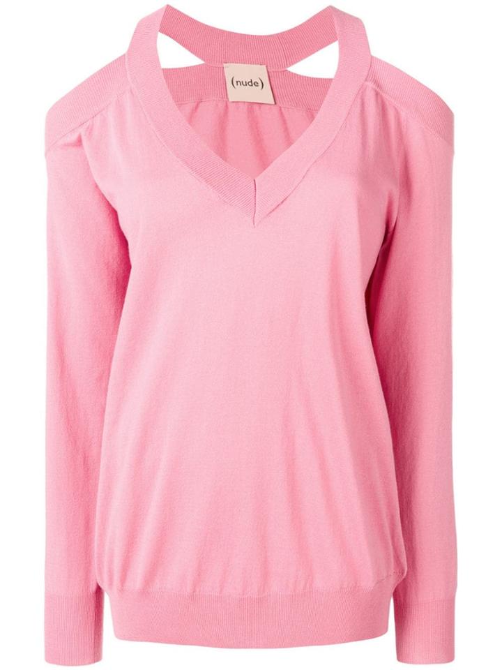 Nude Cut-out Jumper - Pink