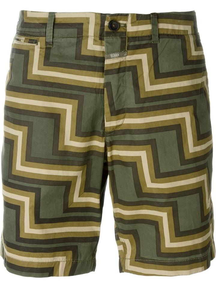 Closed Geometric Print Bermuda, Men's, Size: 32, Green, Cotton