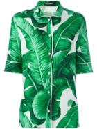 Dolce & Gabbana Banana Print Blouse, Women's, Size: 42, Green, Silk