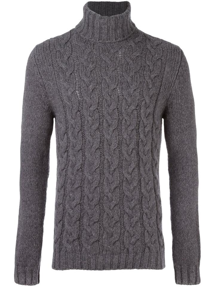 Woolrich Cable Knit Jumper, Men's, Size: Xl, Grey, Wool/polyamide