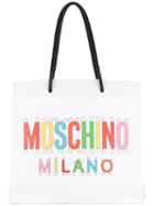 Moschino - Rainbow Logo Tote Bag - Women - Leather - One Size, White, Leather